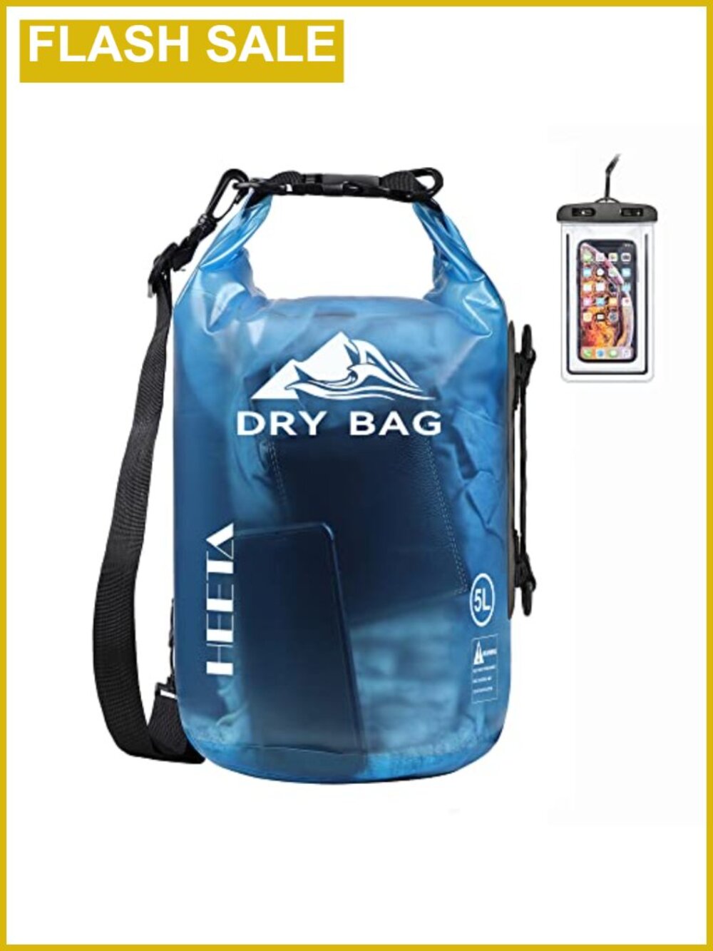 HEETA Waterproof Dry Bag Backpack PVC 5L Phone Case